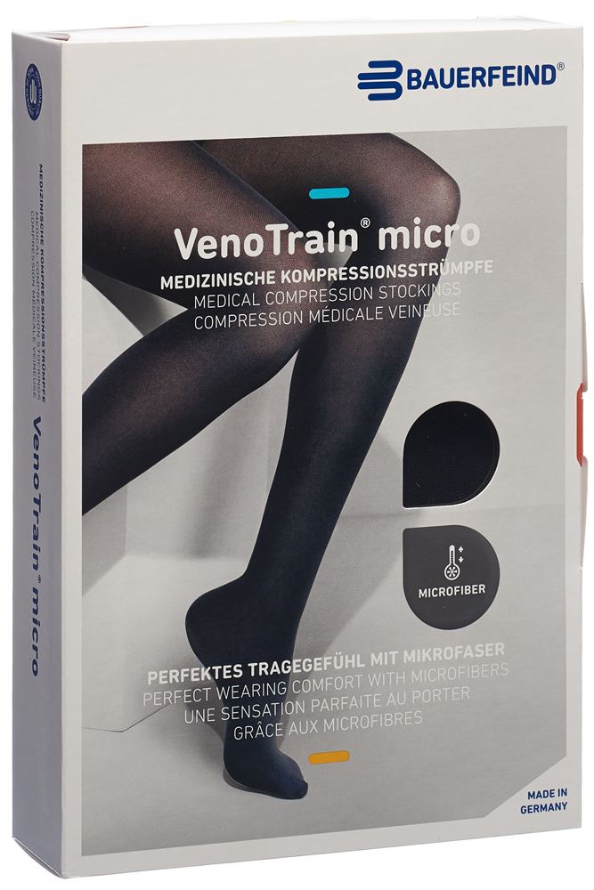 Bauerfeind VenoTrain Micro Kkl2 ATU M plus/short offene Fussspitze schwarz