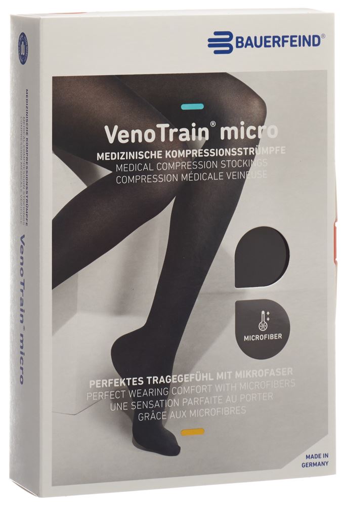 Bauerfeind VenoTrain Micro Kkl2 ATU S normal/short geschlossene Fussspitze schwarz