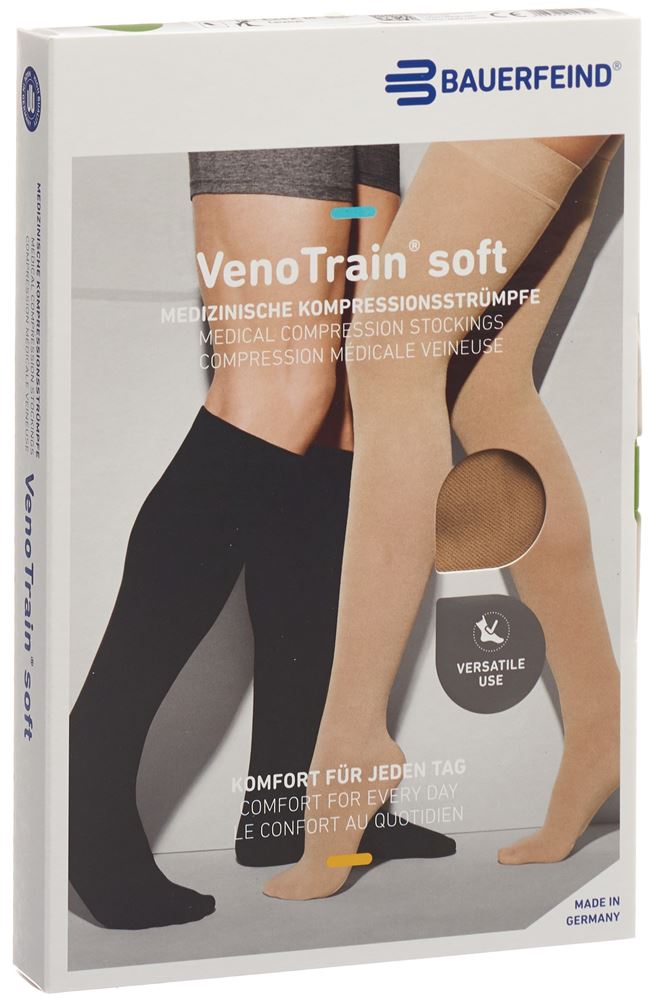 Bauerfeind VenoTrain Soft Kkl2 AD M normal/short offene Fussspitze caramel 1 Paar
