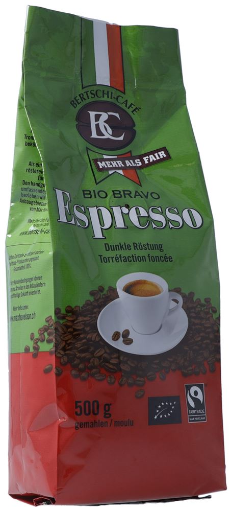 BC Bertschi Café Bio Bravo Espresso gemahlen Bio Fairtrade 500 g