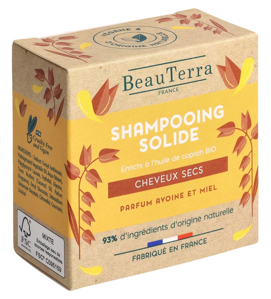 BeauTerra Festes Shampoo trockenes & beschädigtes Haar 75 g