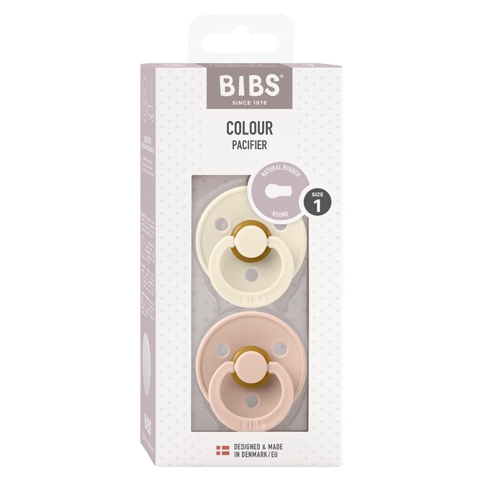 Bibs Colour Latex Round 0-6m ivory blush 2 Stk