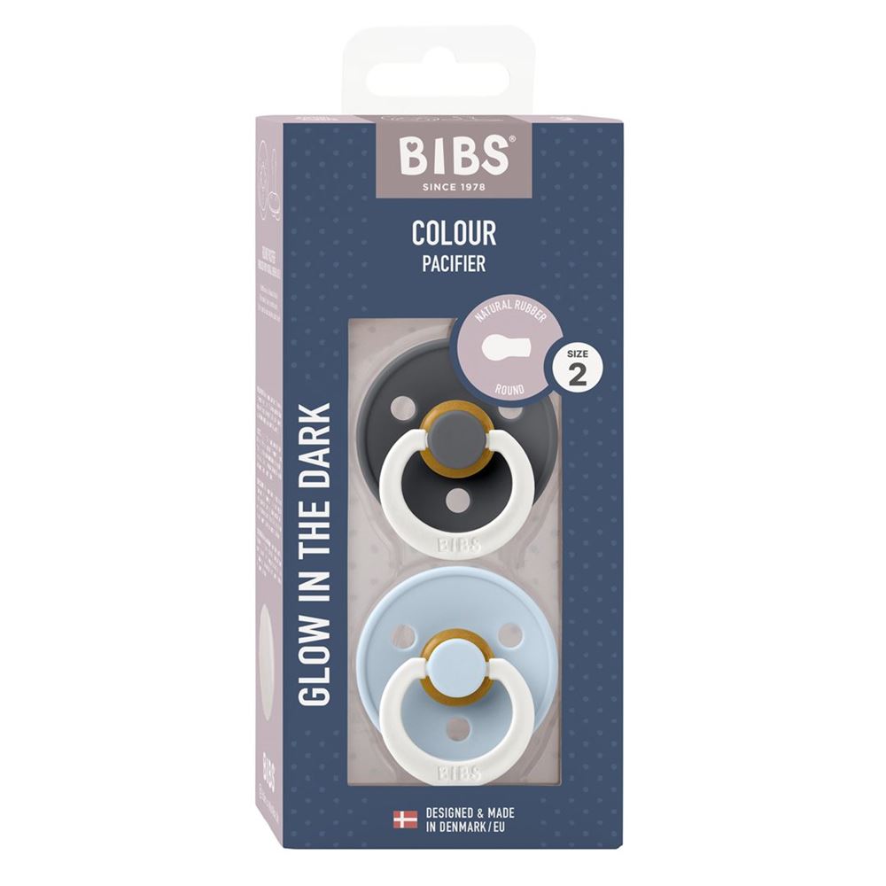 Bibs Colour Latex Round 6-12m iron glow baby blue Glow 2 Stk