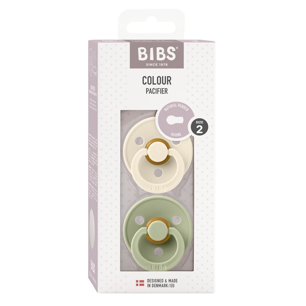 Bibs Colour Latex Round 6-12m ivory sage 2 Stk