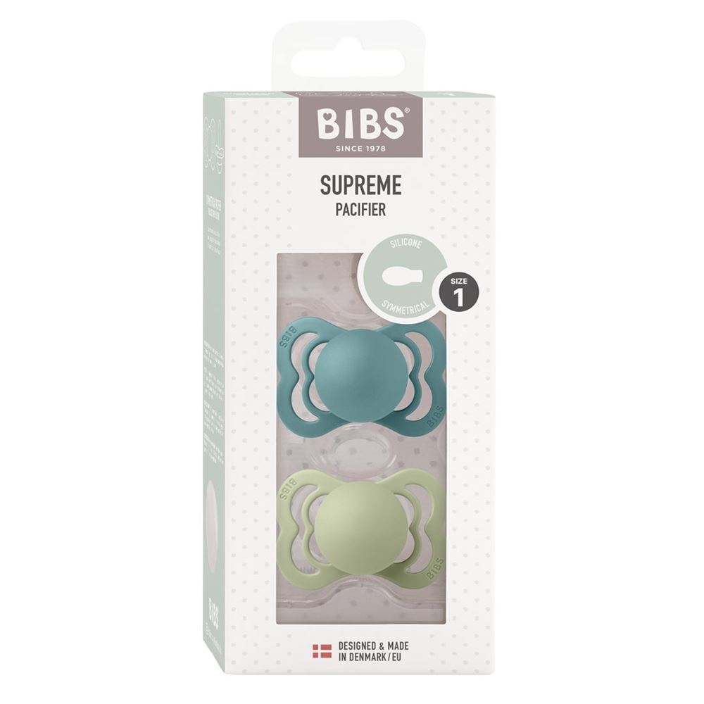 Bibs Supreme Silicone Symmetrical 0-6m island sea sage 2 Stk