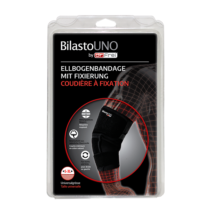 Bilasto Uno Ellbogenbandage S-Xl mit Fixierung und Velcro