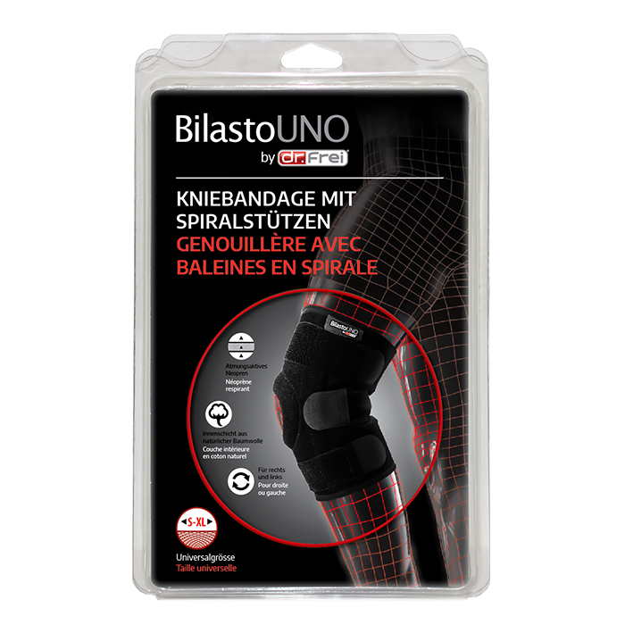 Bilasto Uno Kniebandage S-Xl mit Spiralstützen und Velcro