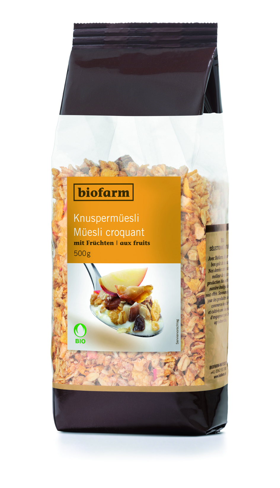Biofarm Früchte Knusper Müsli Knospe Beutel 500 G