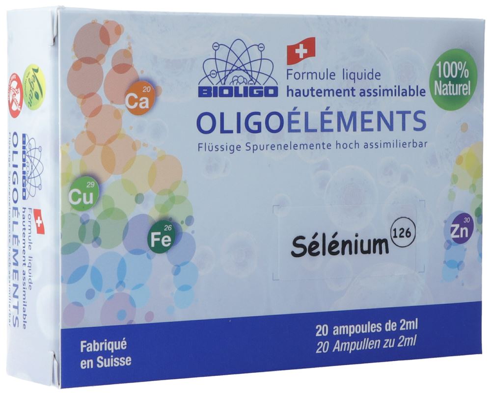 Bioligo Selenium formule liquide ionisée sans alcool 20 Amp 2 ml