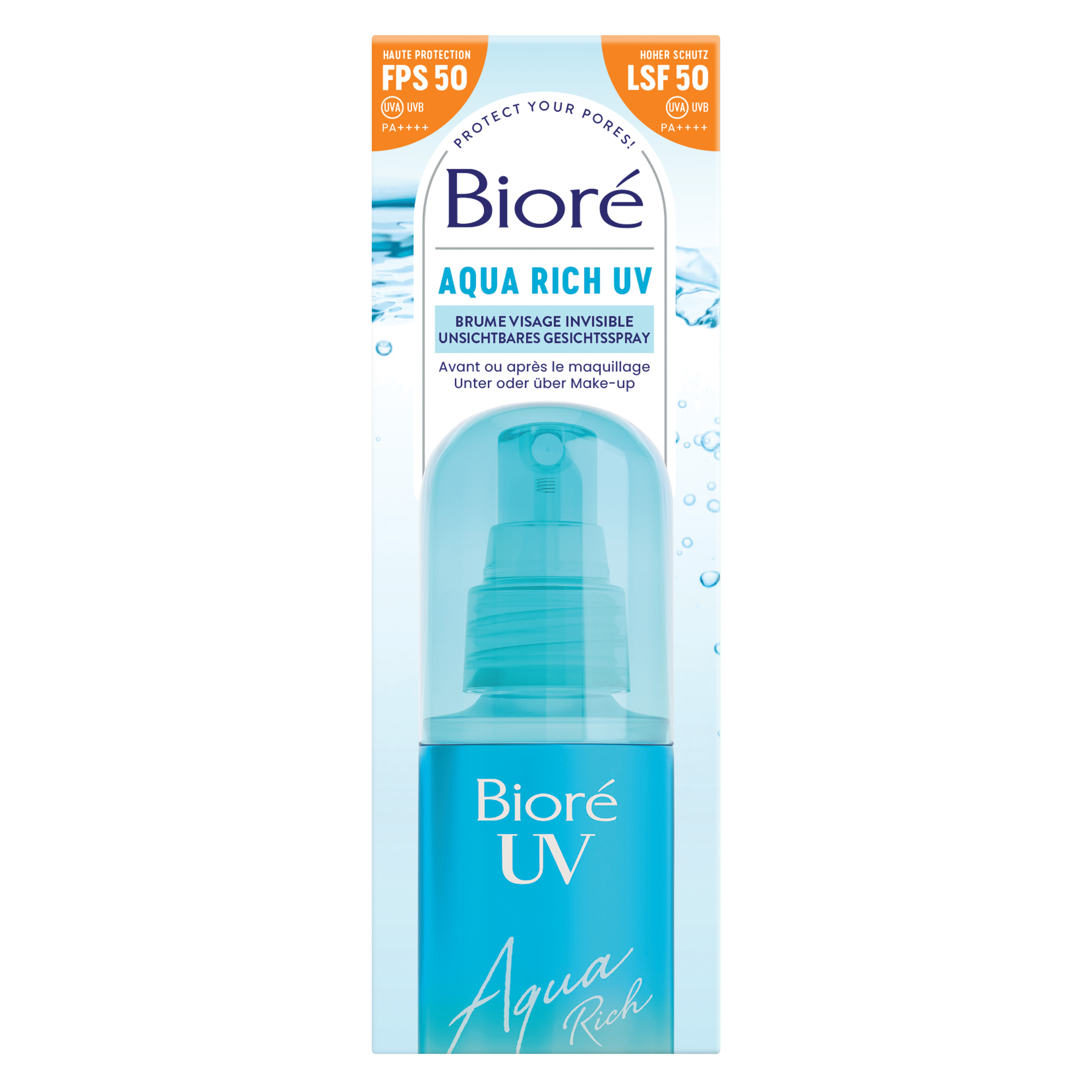 Bioré Aqua Rich UV Gesichtsspray unsichtbar Lsf50 60 ml