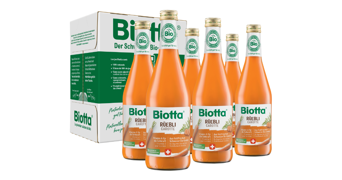 Biotta Rüebli Orange Ingwer Demeter 6 Fl 5 dl
