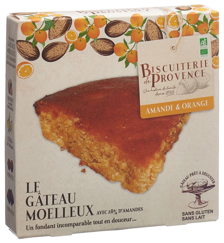 Biscuiterie DE Provence Weicher Kuchen Mandel Orange glutenfrei Bio Btl 225 g