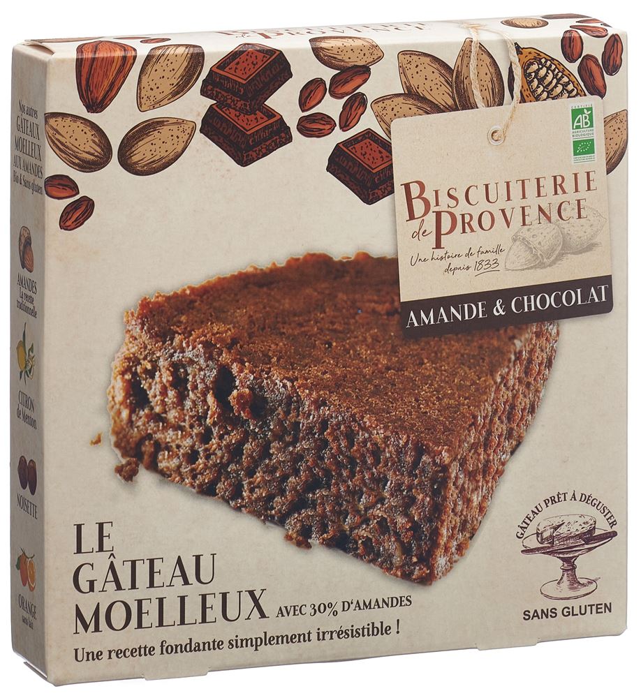 Biscuiterie DE Provence Weicher Kuchen Mandel Schokolade glutenfrei Bio Btl 225 g