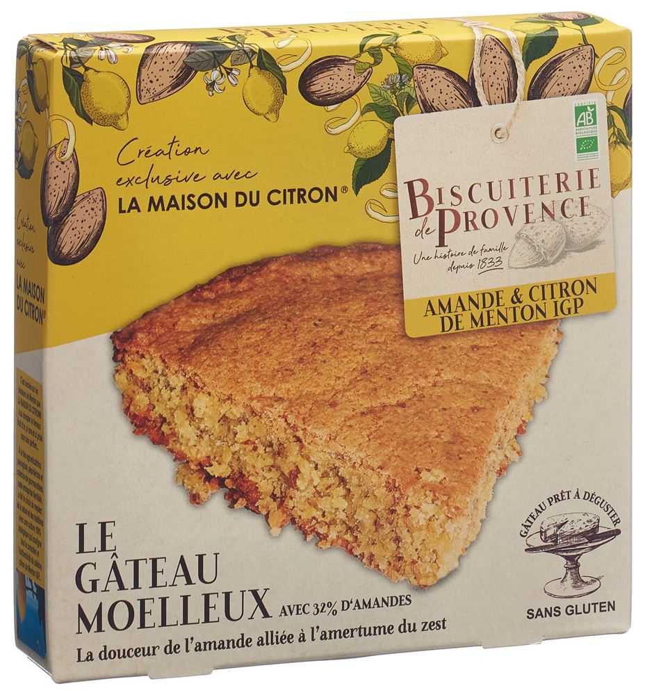 Biscuiterie DE Provence Weicher Kuchen Mandel Zitrone glutenfrei Bio Btl 225 g