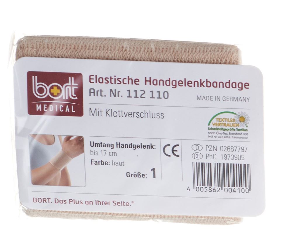 Bort Handgelenkbandage Velcro 8cm Gr1 -17cm beige