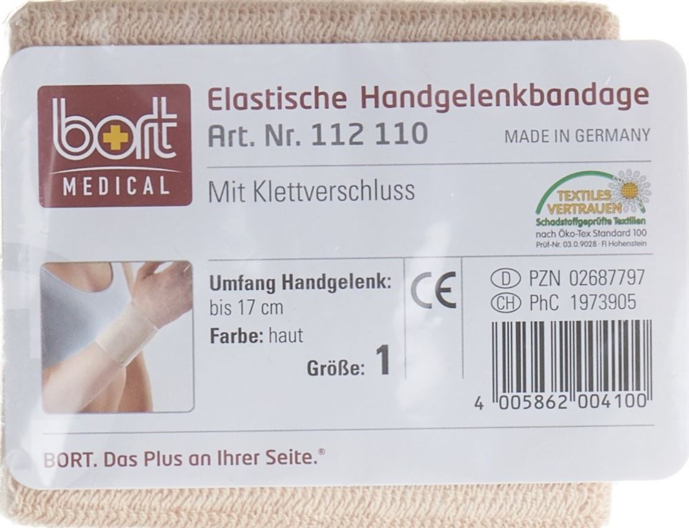Bort Handgelenkbandage Velcro 8cm Gr1 -17cm beige
