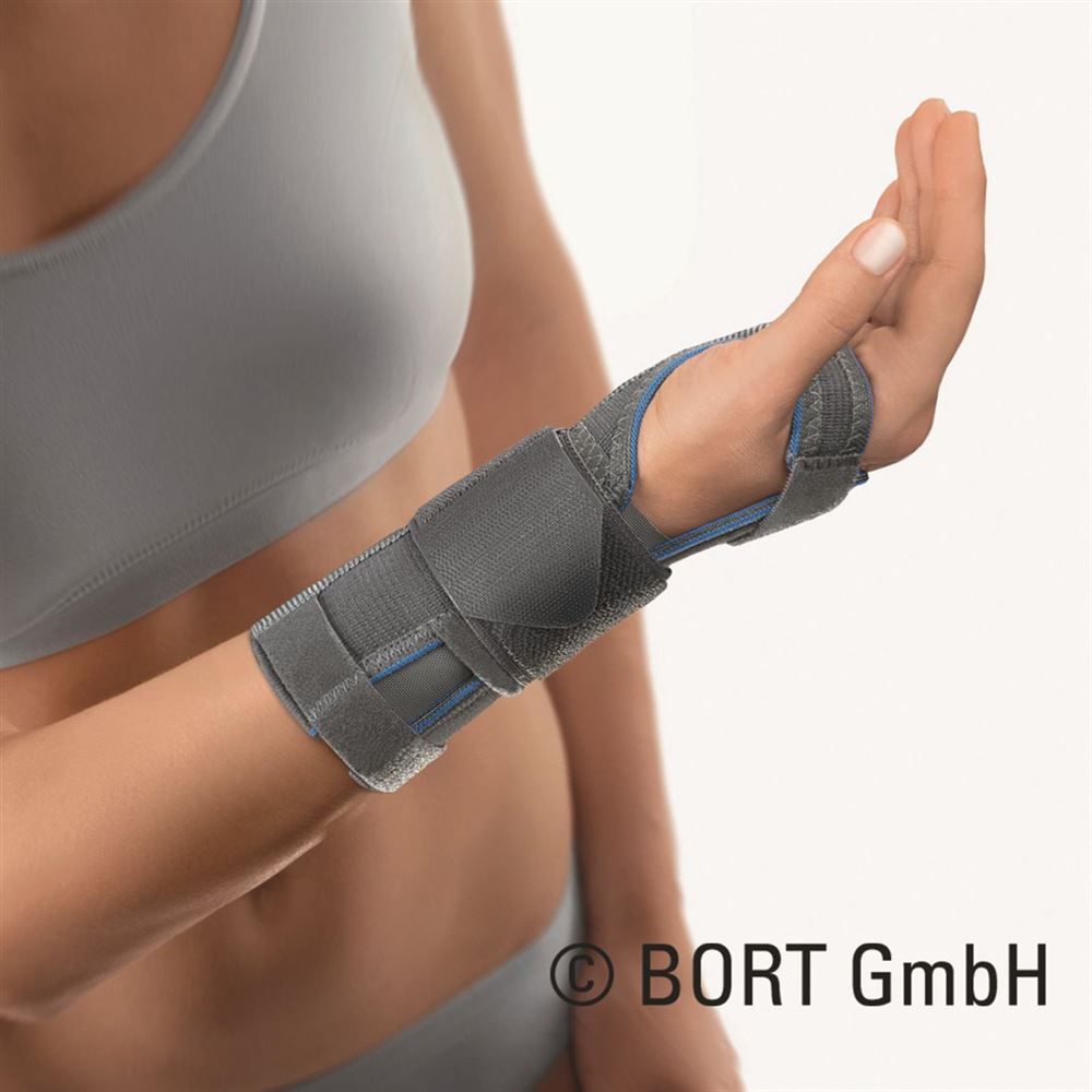 Bort Handgelenkstütze mit Alu-Schiene M und Band rechts grau