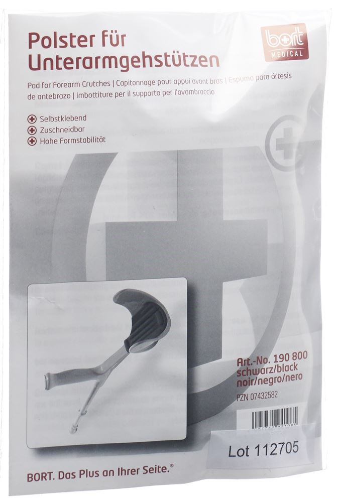 Bort Polster für Unterarmgehstütze schwarz 1 Paar