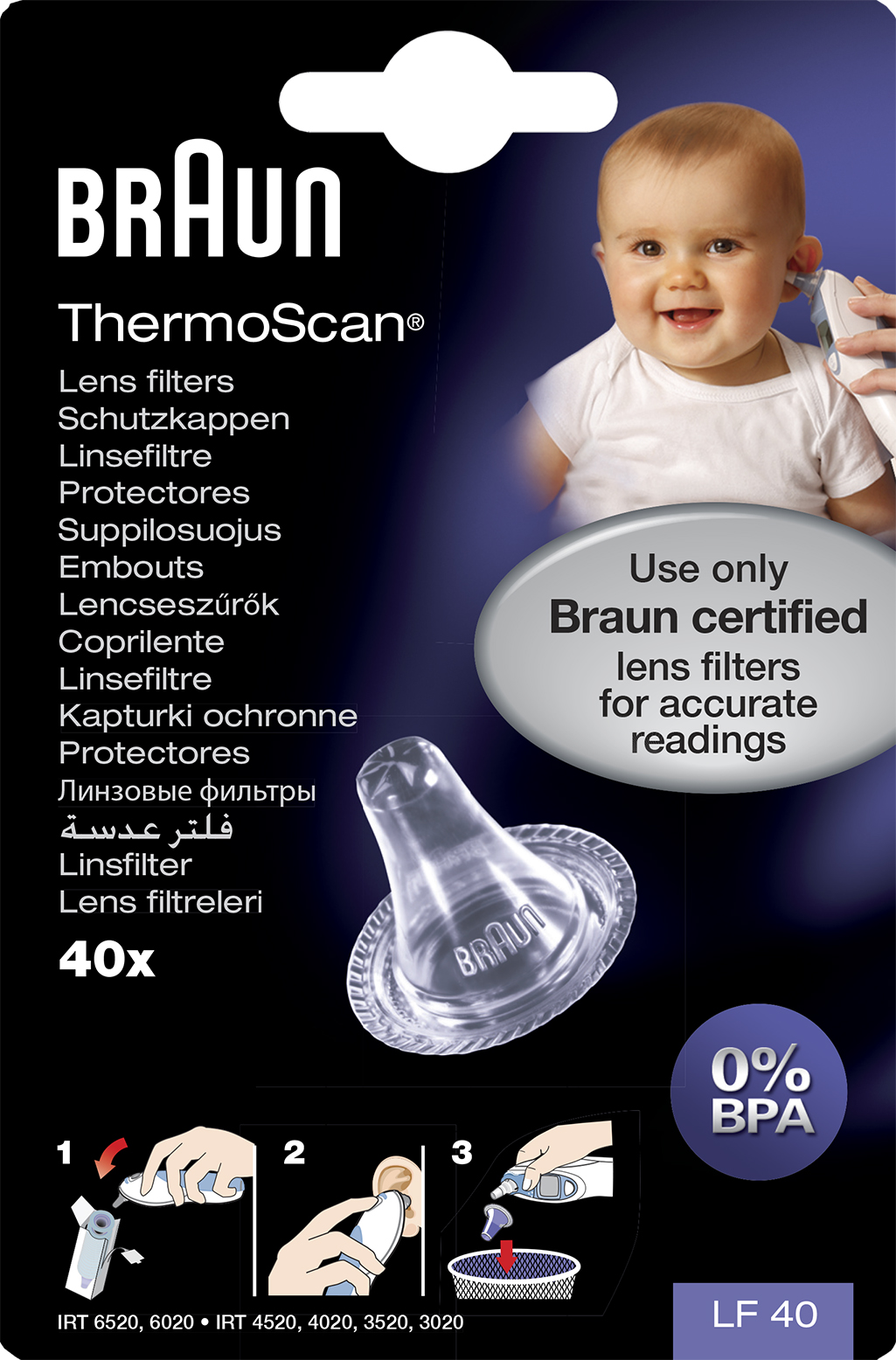 Braun ThermoScan Ersatz-Schutzkappen Lf40Eula zu Thermoscan 40 Stk