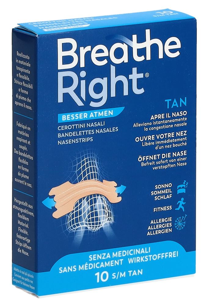 Breathe Right Nasenpflaster TAN S/M 10 Stk