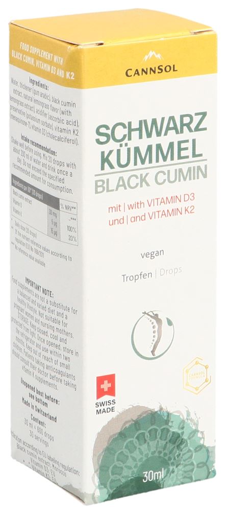 CannSol Schwarzkümmel mit Vitamin D3 und K2 Pip Fl 30 ml