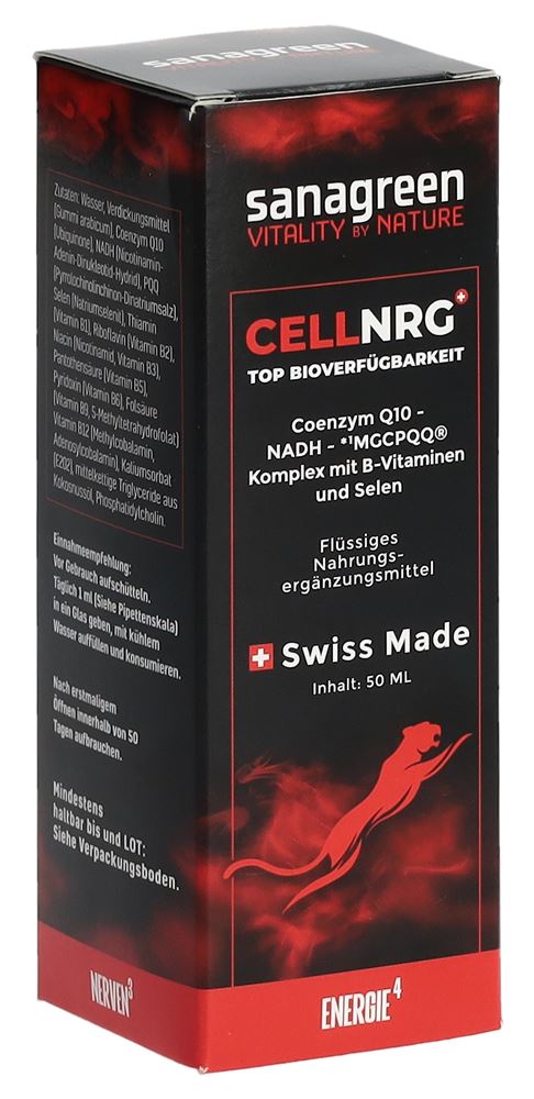 Cellnrg sanagreen mizell Q10 Nadh PQQ B-Vitamin Glasfl 50 ml