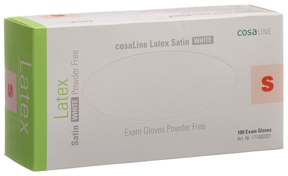 cosaLine Untersuchungshandschuhe S Latex Satin weiss puderfrei 100 Stk