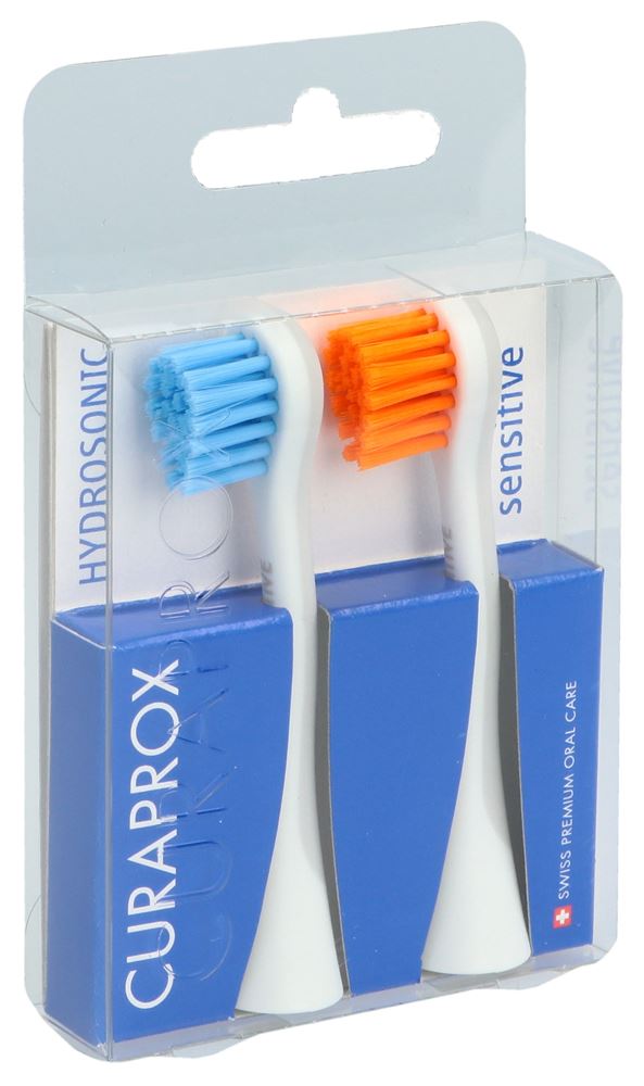 Curaprox Hydrosonic Ersatzbürstenkopf sensitive blau-orange 1 Paar