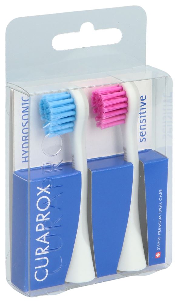 Curaprox Hydrosonic Ersatzbürstenkopf sensitive blau-pink 1 Paar