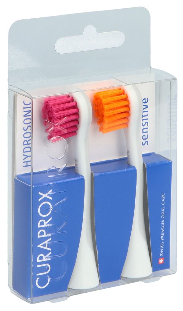 Curaprox Hydrosonic Ersatzbürstenkopf sensitive rot-orange 1 Paar