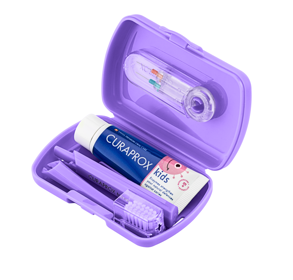Curaprox kids Travel Set violett Box