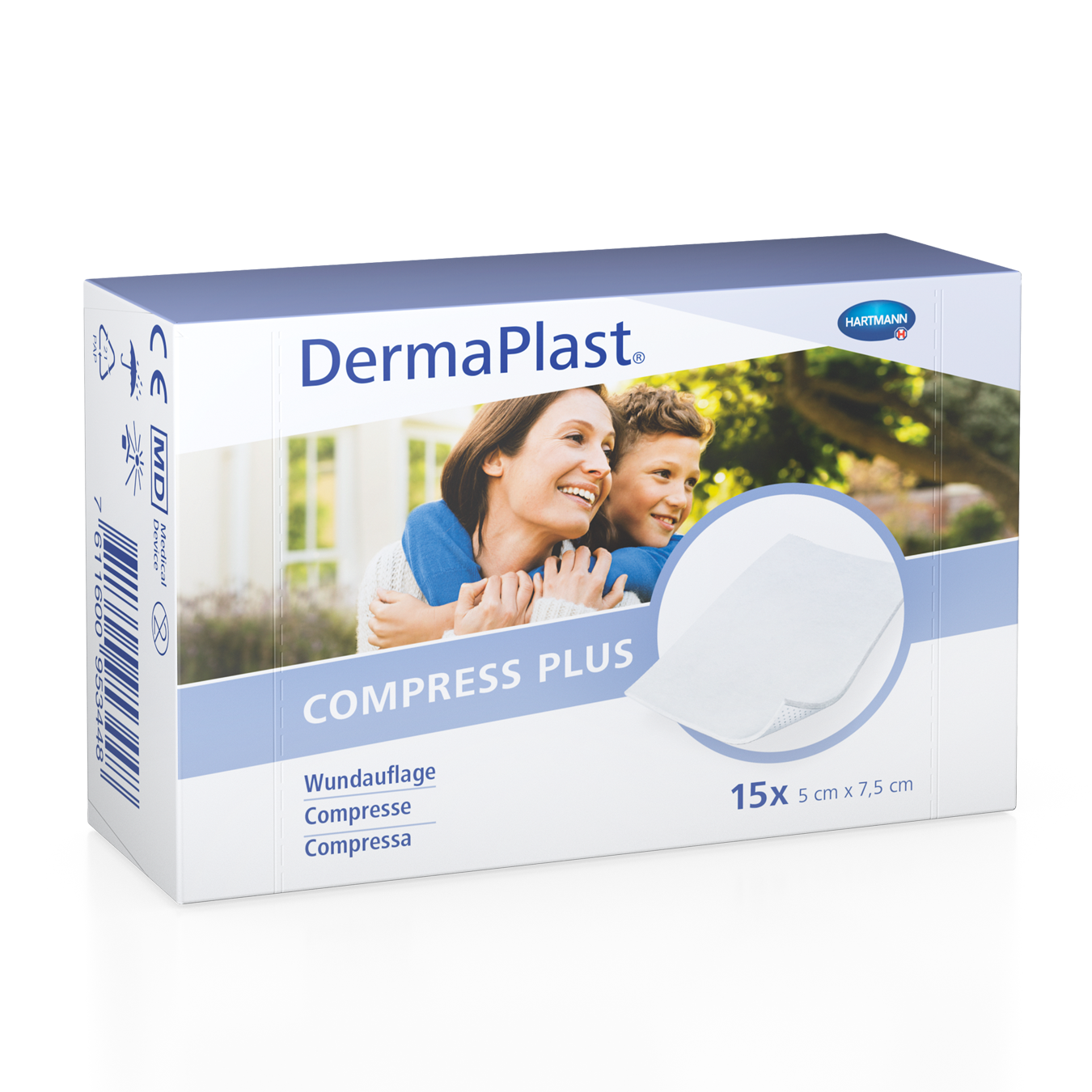 DermaPlast Compress Plus 5×7.5cm 15 Stk