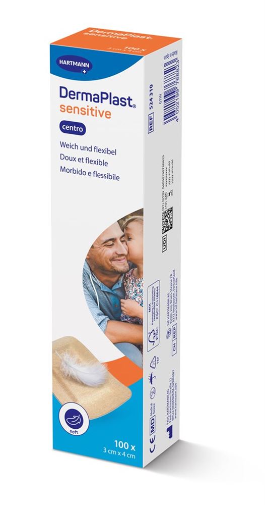 DermaPlast Sensitive Centro Strips 3x4cm beige 100 Stk