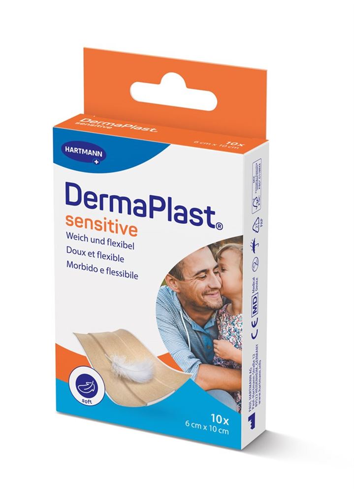DermaPlast Sensitive Schnellverband 6x10cm beige 10 Stk