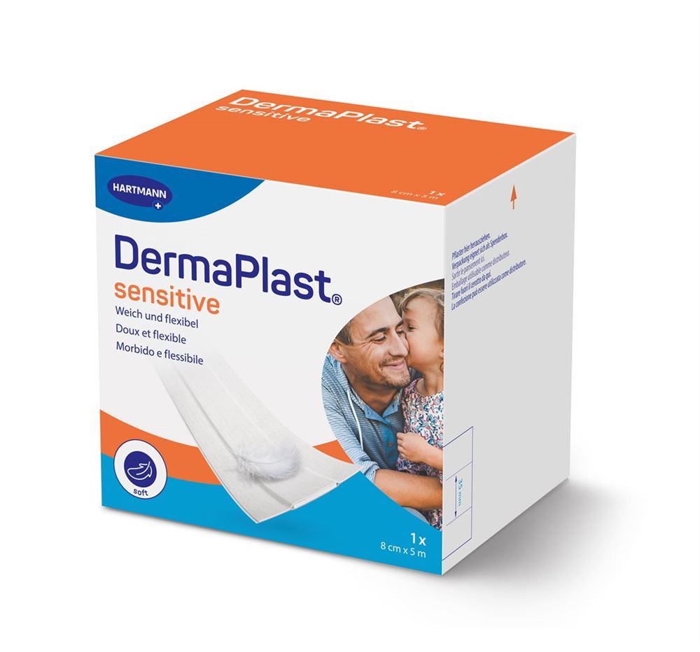 DermaPlast Sensitive Schnellverband 8cmx5m weiss