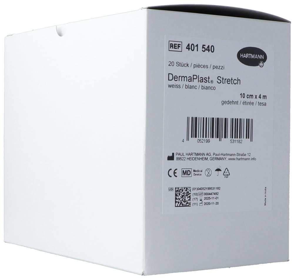 DermaPlast Stretch elatische Gazebinde 10cmx4m weiss 20 Stk
