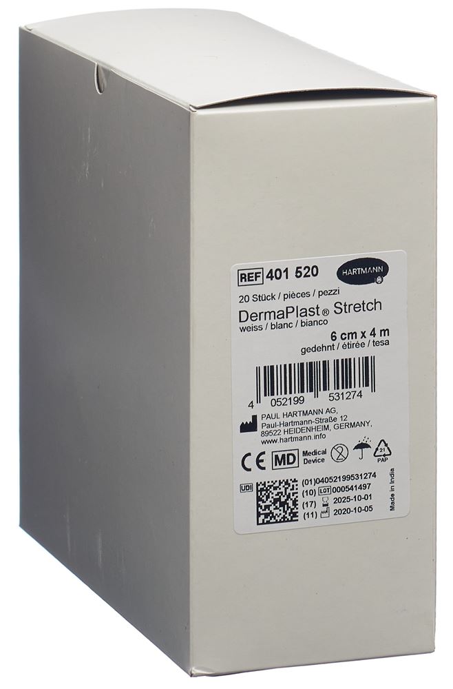 DermaPlast Stretch elatische Gazebinde 6cmx4m weiss 20 Stk