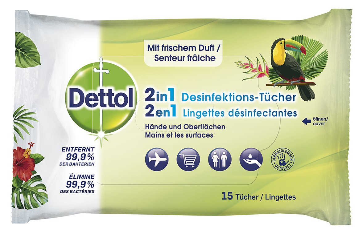 Dettol 2in1 Desinfektions-Tücher 15 Stk