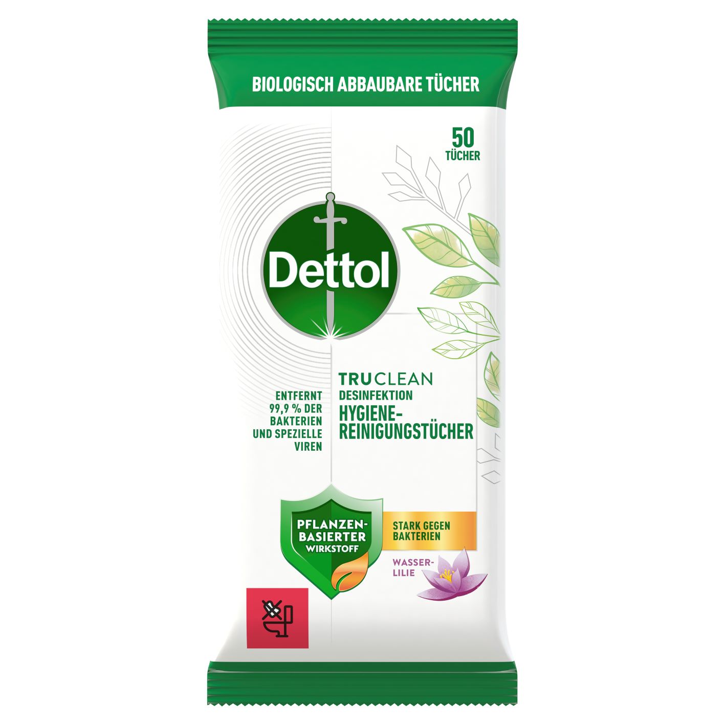 Dettol Desinfektionstücher TruClean Wasserlilie 50 Stk