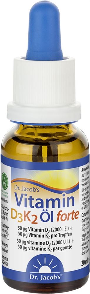 Dr. Jacob's Vitamin D3 K2 Öl forte 2000 IE hochdosiert Pip Fl 20 ml