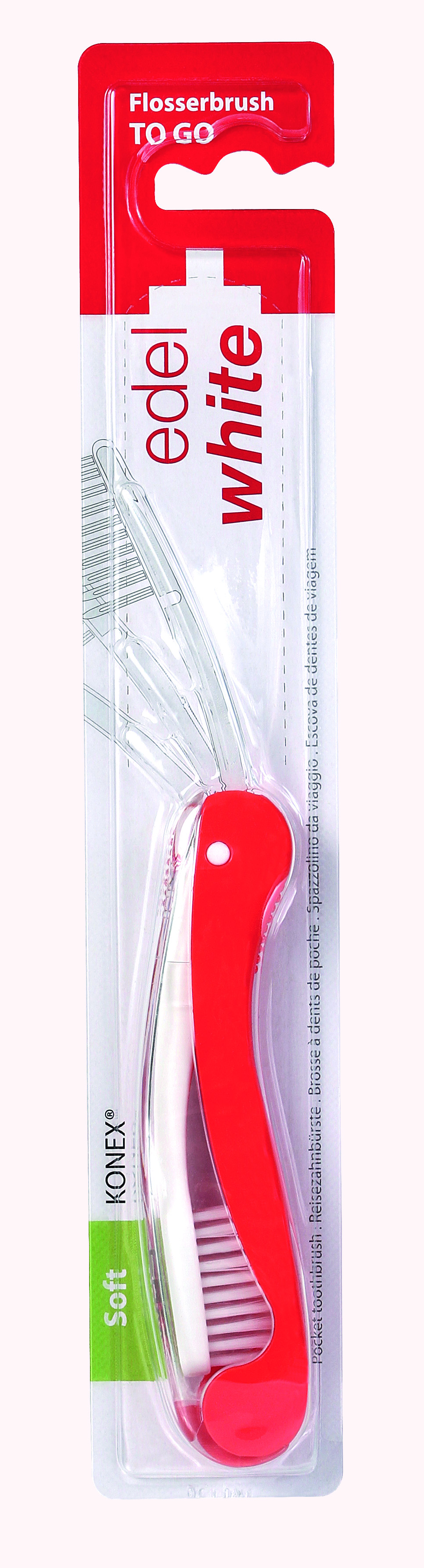 Edelwhite Flosserbrush To Go Soft Reisezahnbürste