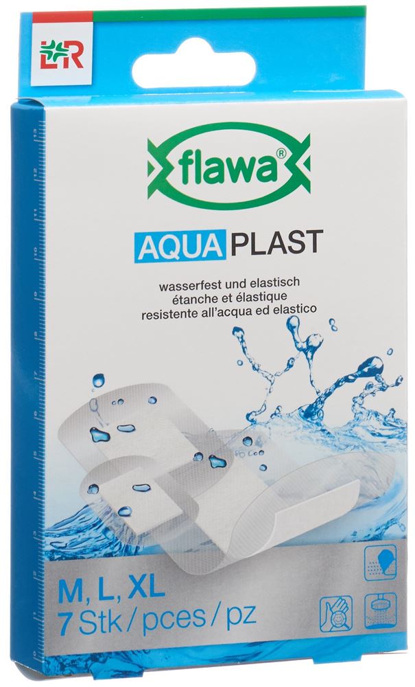 Flawa Aqua Plast Pflasterstrips wasserfest 3 Grössen 7 Stk