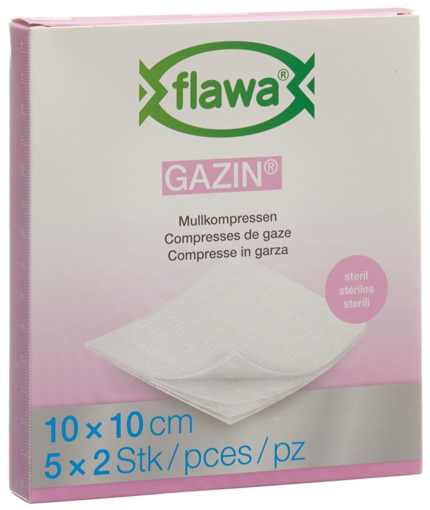 Flawa Gazin Mullkompressen 10x10cm steril 5 x 2 Stk