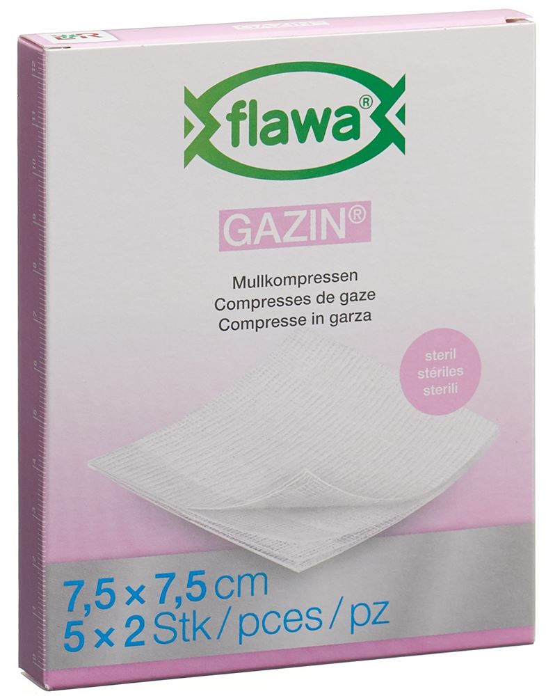 Flawa Gazin Mullkompressen 7.5x7.5cm steril 5 x 2 Stk