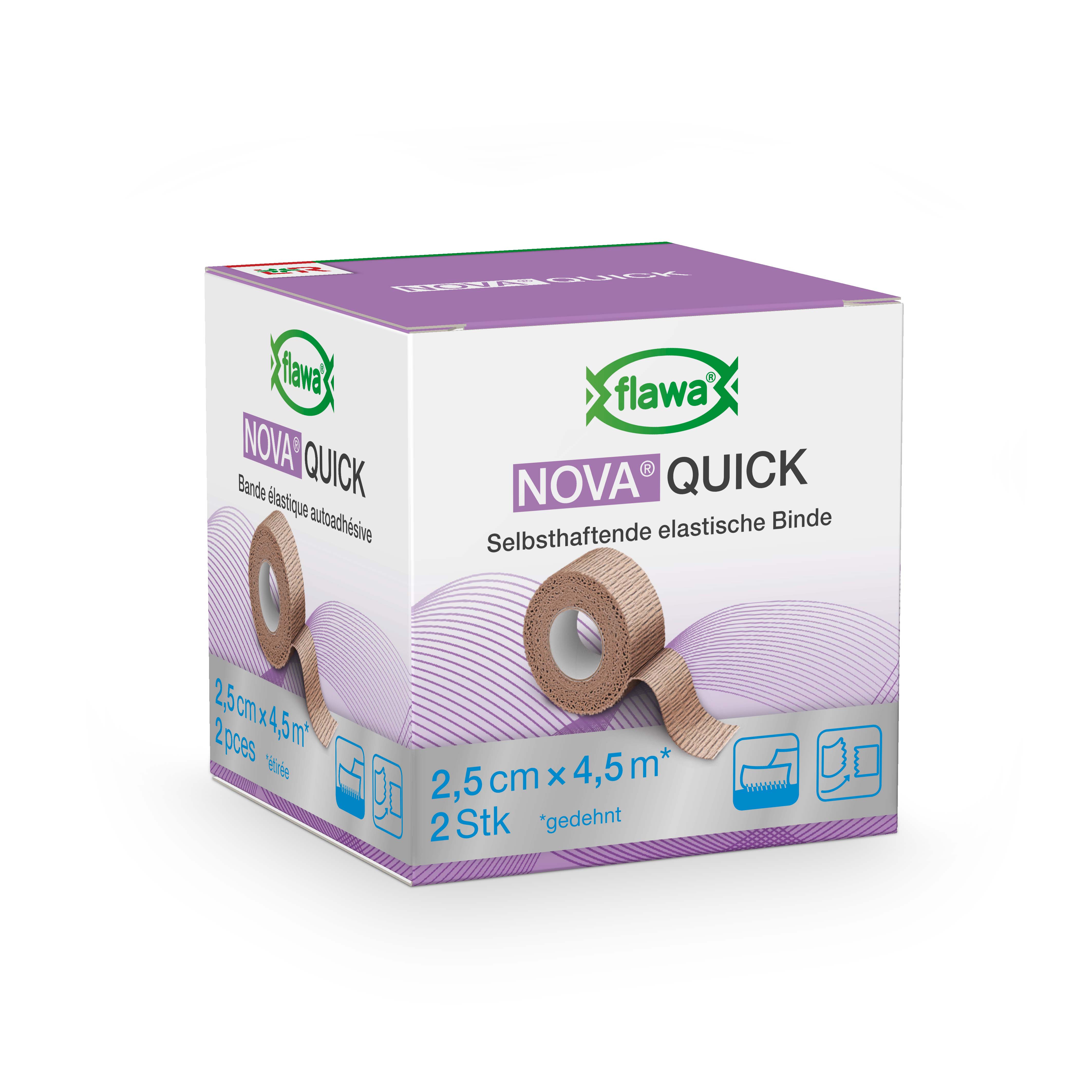 Flawa Nova Quick kohäsive Reissbinde 2.5cmx4.5m hautfarbig 2 Stk