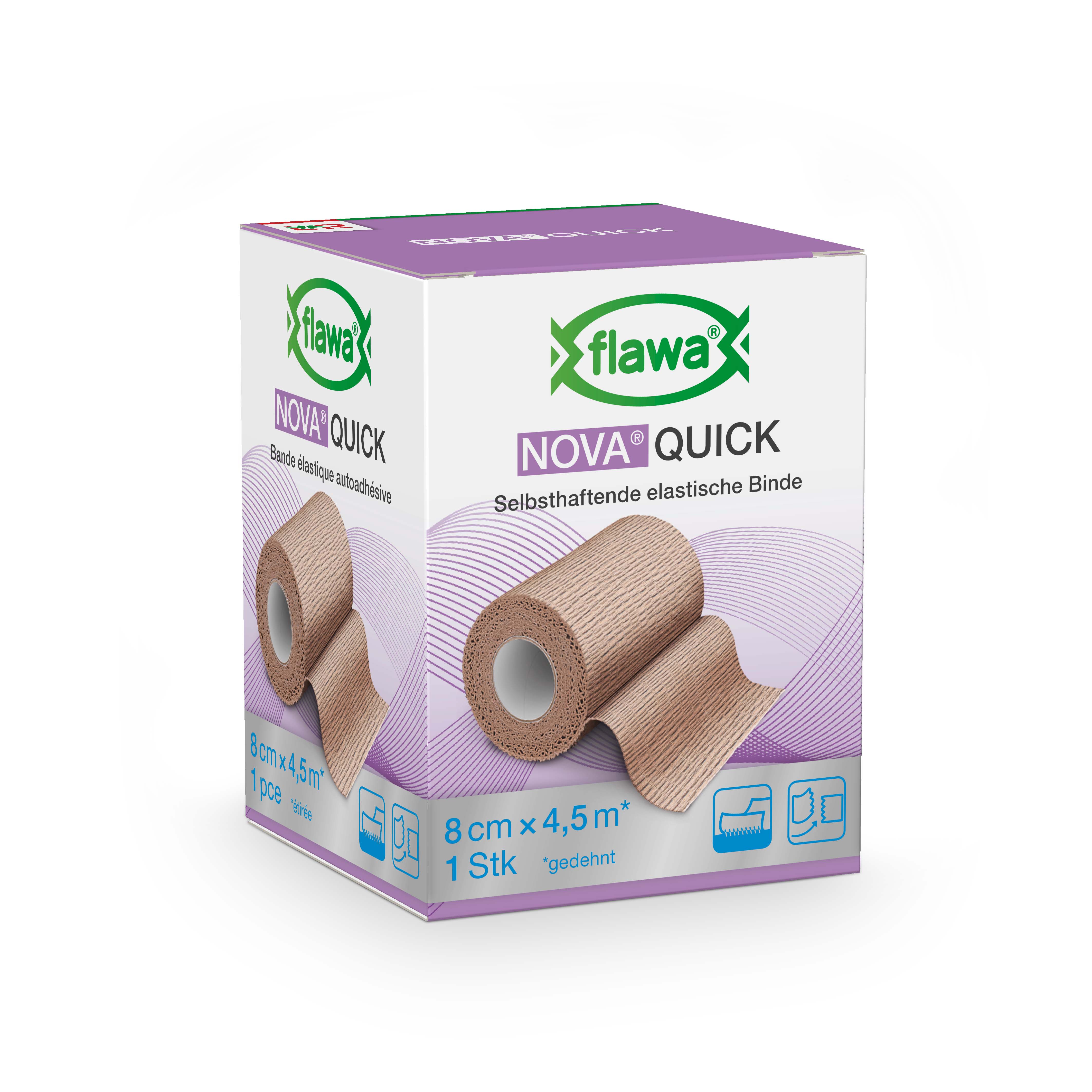 Flawa Nova Quick kohäsive Reissbinde 8cmx4.5m hautfarbig