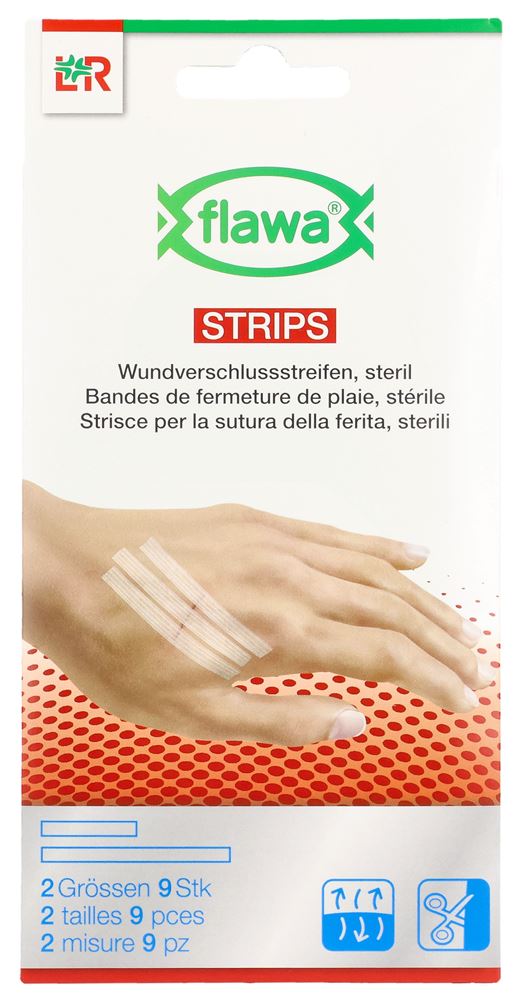 Flawa Strips Wundverschlussstreifen 2 Grössen 6 x 38x6mm 3 x 75x6mm 9 Stk