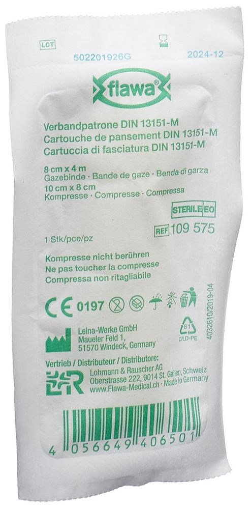Flawa Verbandpatrone 8x10cm+8cmx4m steril