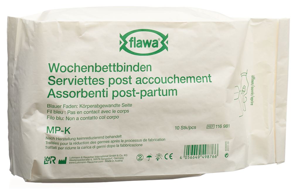 Flawa Wochenbettbinden Mp-K Keimreduzierend Behandelt Beutel 10 Stück
