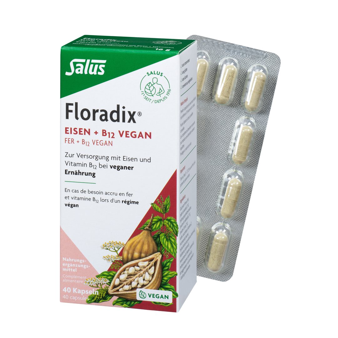 Floradix Vegan Eisen + Vitamin B12 Kapseln 40 Stück